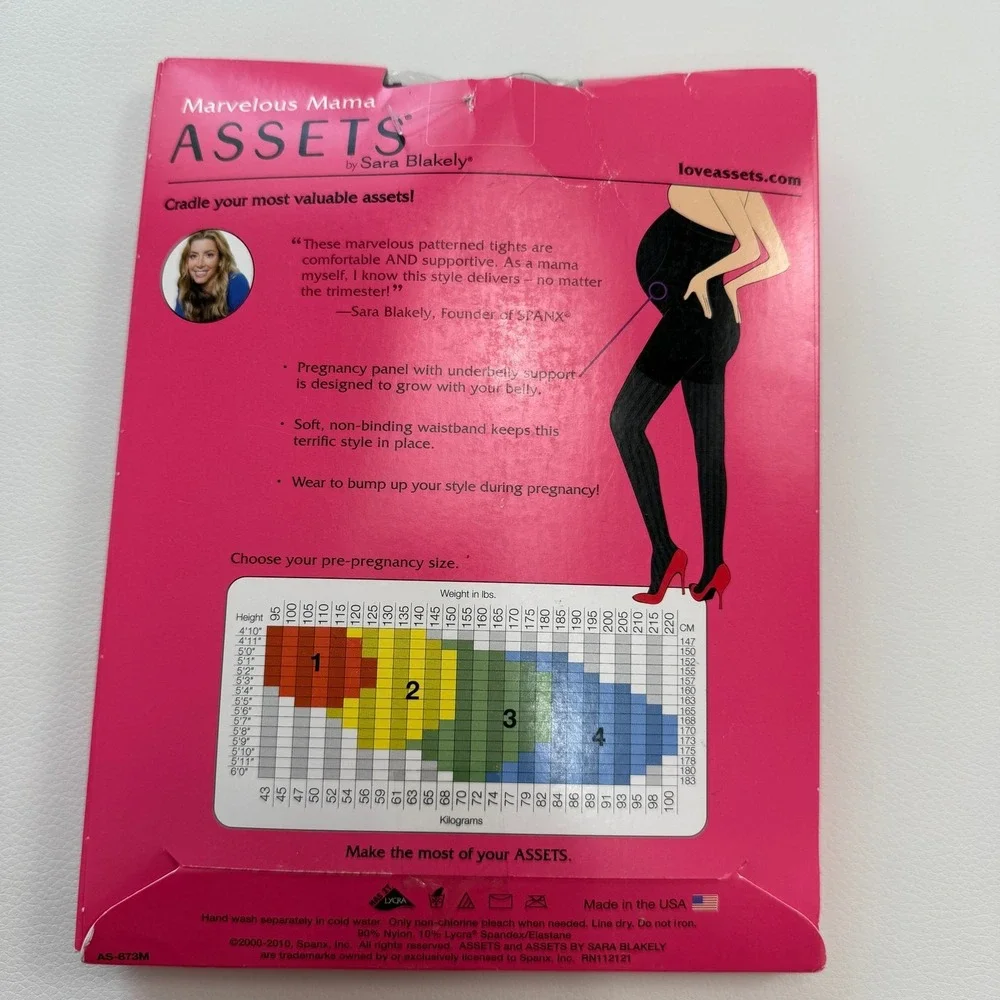 LOT OF 2 Marvelous Mama Spanx Assets Tights Maternity Sz 1 Black Opaque Stripes